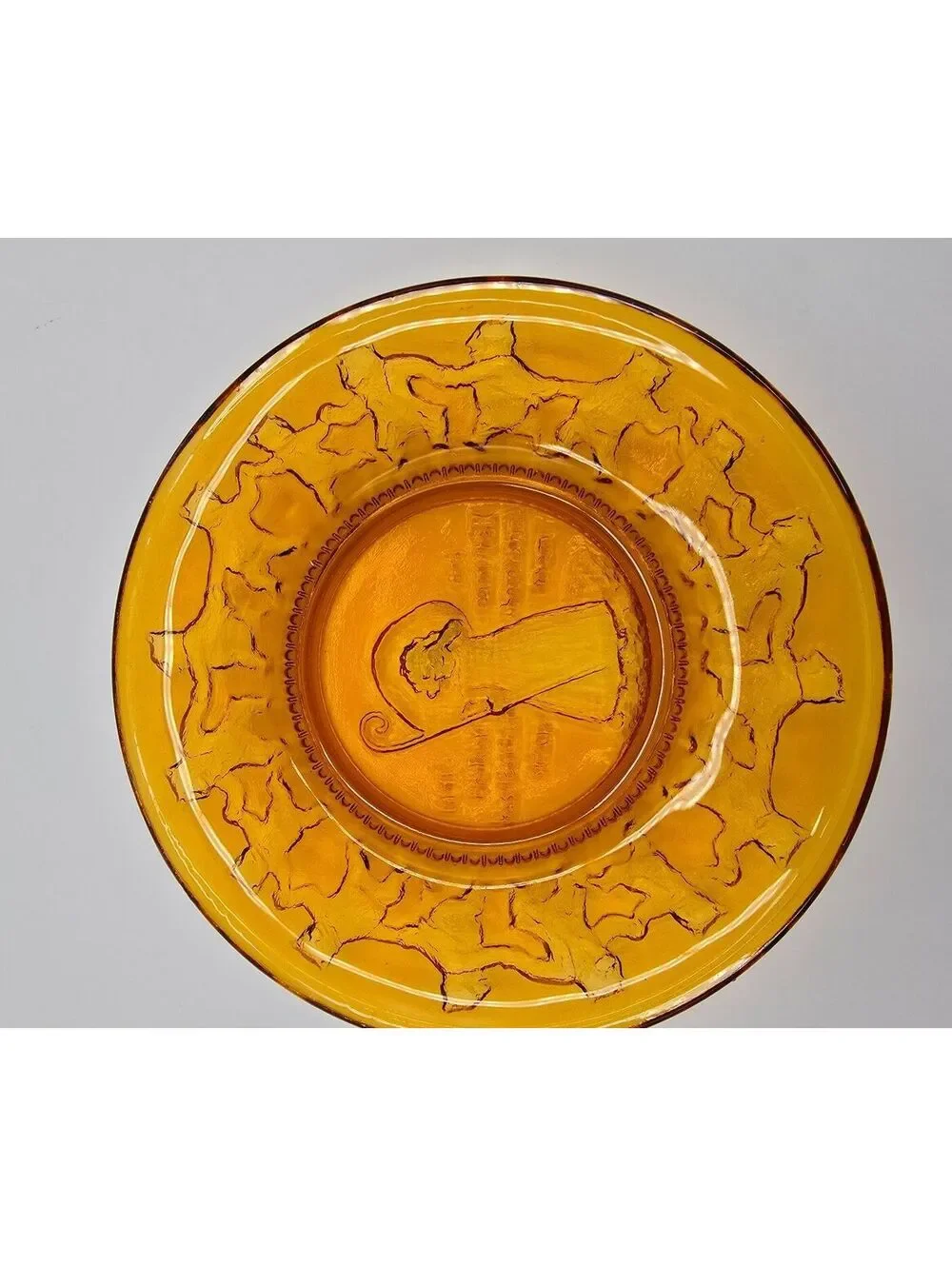 Vintage 1976 Amber Glass Little Bo Peep Child's Plate Tiara Indiana Glass